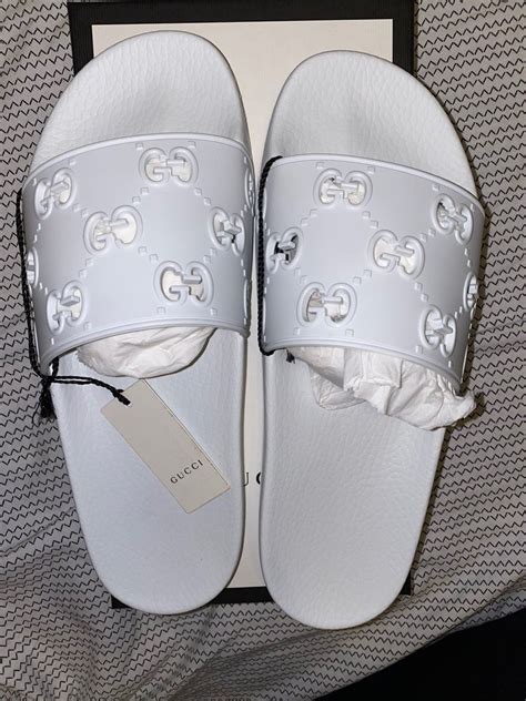 white gucci slides size 5|Gucci slides clearance.